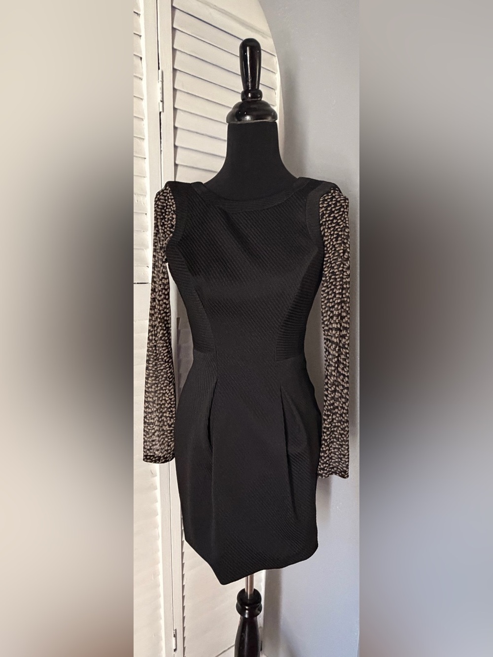 Karen Millen Black Long Sleeve Sheath Dress